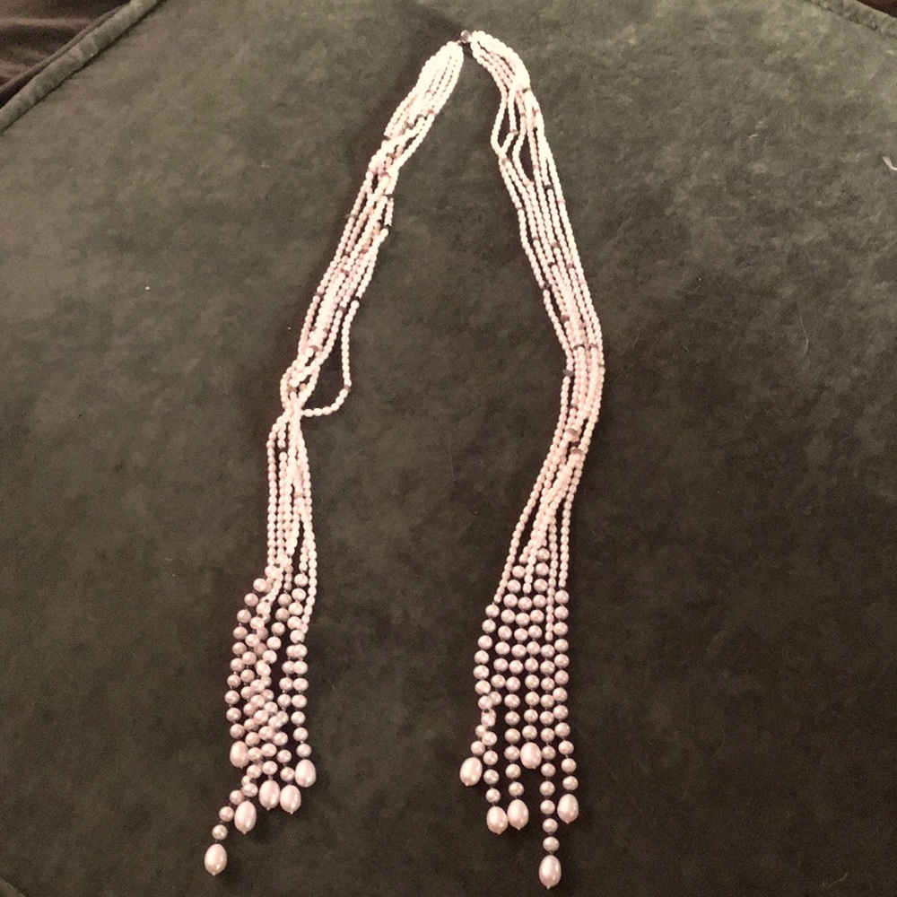 Faux Pearl + semi precious stones necklace. 1990’s reproduction of 1920’s style.